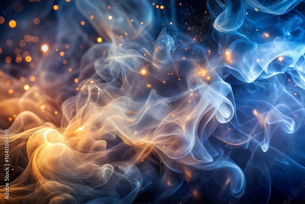 Golden smoke and sparkles creating dreamlike swirls and texture Golden smoke and sparkles creating dreamlike swirls and texture