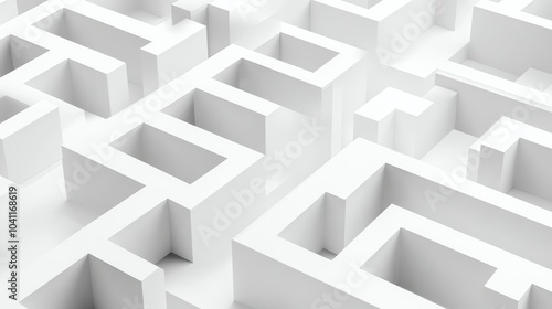 A white maze with a complex pattern of twists and turns.