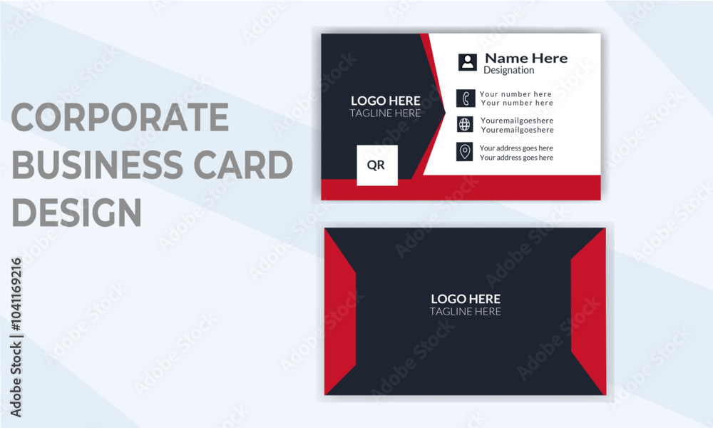 Horizontal creative clean red and black name corporate business card template Horizontal creative clean red and black name corporate business card template