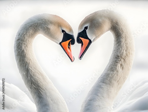 Swans Forming a Heart Shape with Their Necks Symbolizing Love s Grace and Purity photo