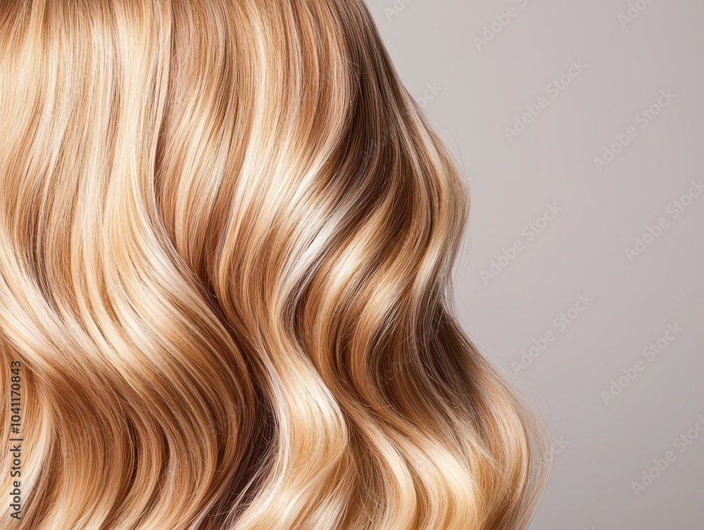 Fototapeta premium Elegant long silky hair styled in glamorous waves at a luxurious salon, highlighting stunning length and shine.