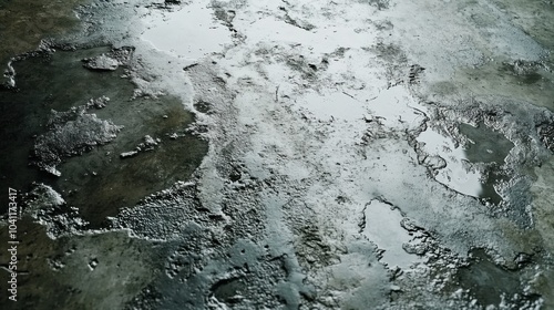 Abstract texture of wet asphalt after rain, close up