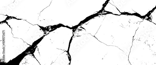 Vector white background and black cracks.