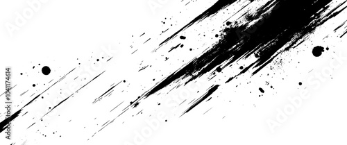 Vector Black Ink Splatter Brush Stroke on White Background