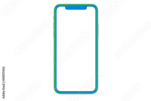 Colorful neon outline of a modern smartphone on a transparent background, ideal for creative tech presentations or dynamic mobile app visuals.