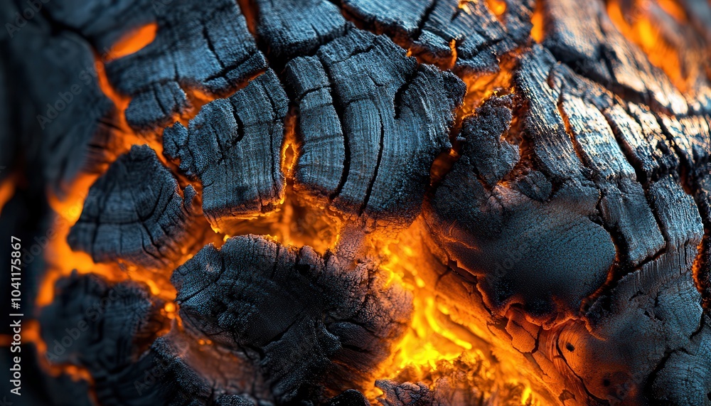 Close-up of Glowing Embers in a Charred Log Close-up of Glowing Embers in a Charred Log