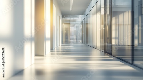 Wallpaper Mural Bright Modern Office Hallway with Glass Walls Torontodigital.ca