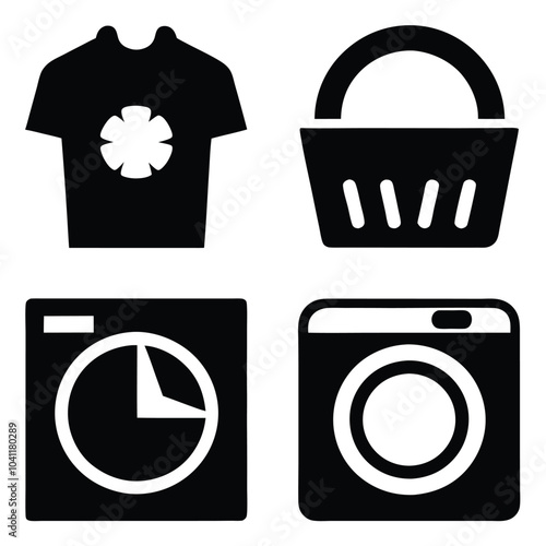 Set of laundry icon on White Background