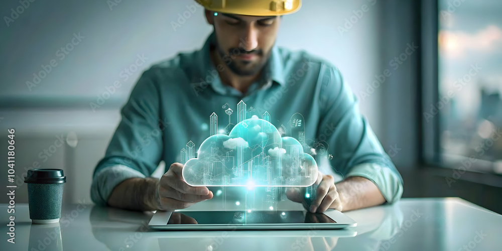 Close Up Engineer Deploying Cloud Software Tablet Holographic Interface Macro Shot Cloud Networking Action Ample Copy Space Branding Text Photo Stock Concept Close Up Engineer Deploying Cloud Software Tablet Holographic Interface Macro Shot Cloud Networking Action Ample Copy Space Branding Text Photo Stock Concept