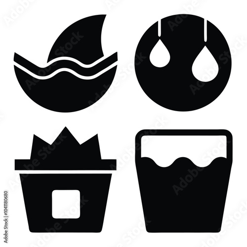 Set of laundry icon on White Background