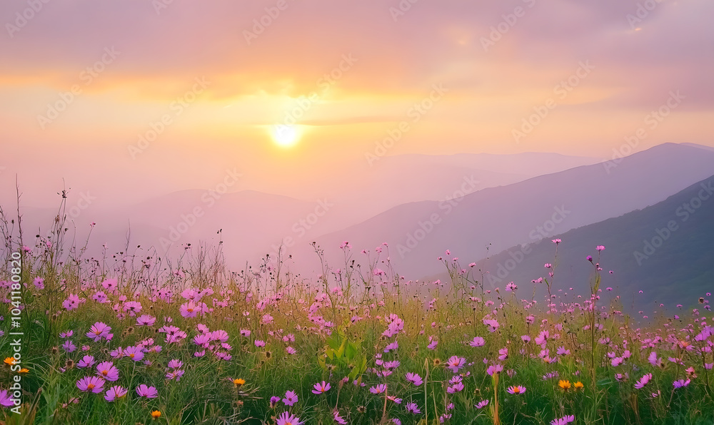 Obraz premium Spectacular Nature and Scenic Wonders: Golden Hour Sunsets, Lush Forests, Tranquil Beaches, and Vibrant Fields of Flowers in Stunning Views