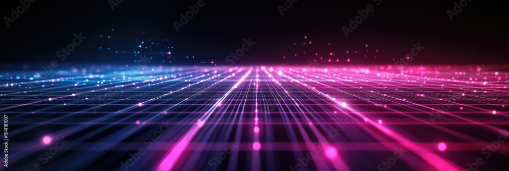 Abstract glowing digital grid on a black background Abstract glowing digital grid on a black background
