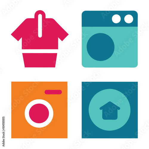 Set of laundry icon on White Background