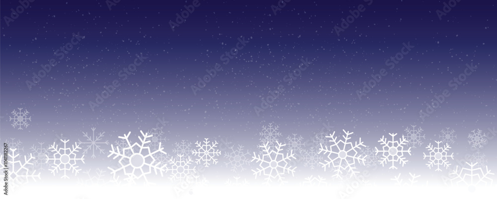 Obraz premium Simple snowflakes background at night. Snowfall weather white dark violet vector.