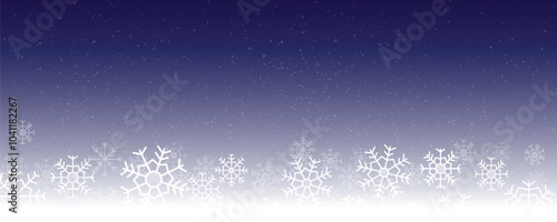 Simple snowflakes background at night. Snowfall weather white dark violet vector.