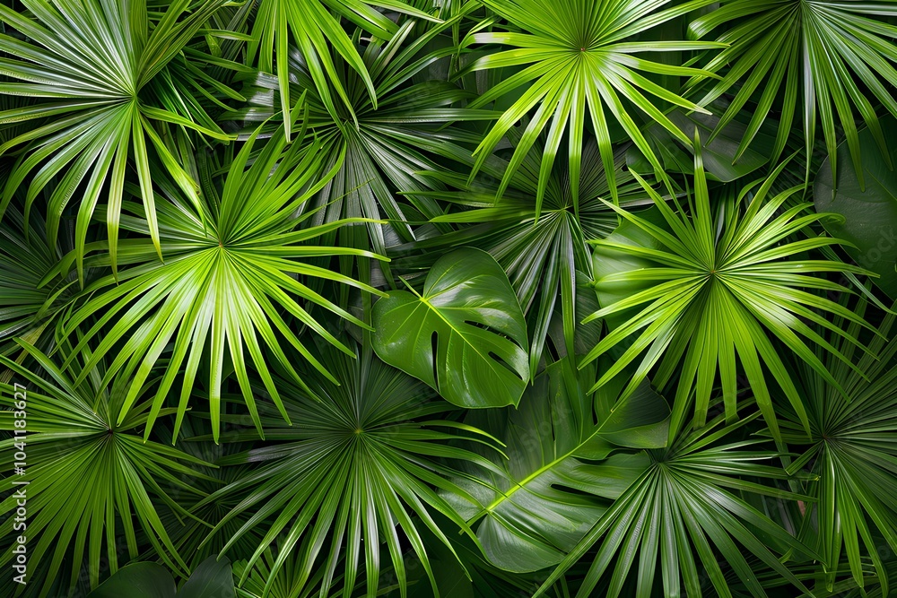 A close up of a bunch of palm leaves A close up of a bunch of palm leaves