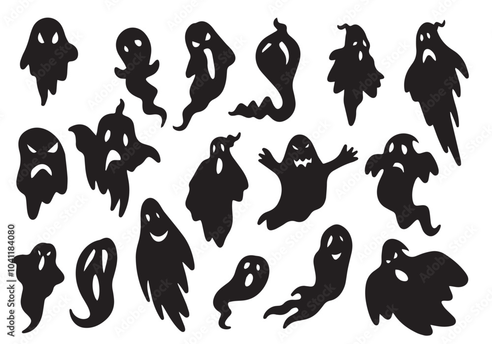 Obraz premium Vector Halloween Ghost Pack