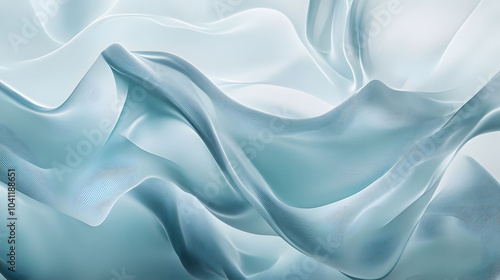 Liquid blue satin fabric waves softly, creating a luxurious backdrop with a shiny, smooth texture