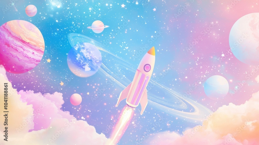 Fototapeta premium Whimsical Galaxy: A Child's Drawing Inspired Stock Photo