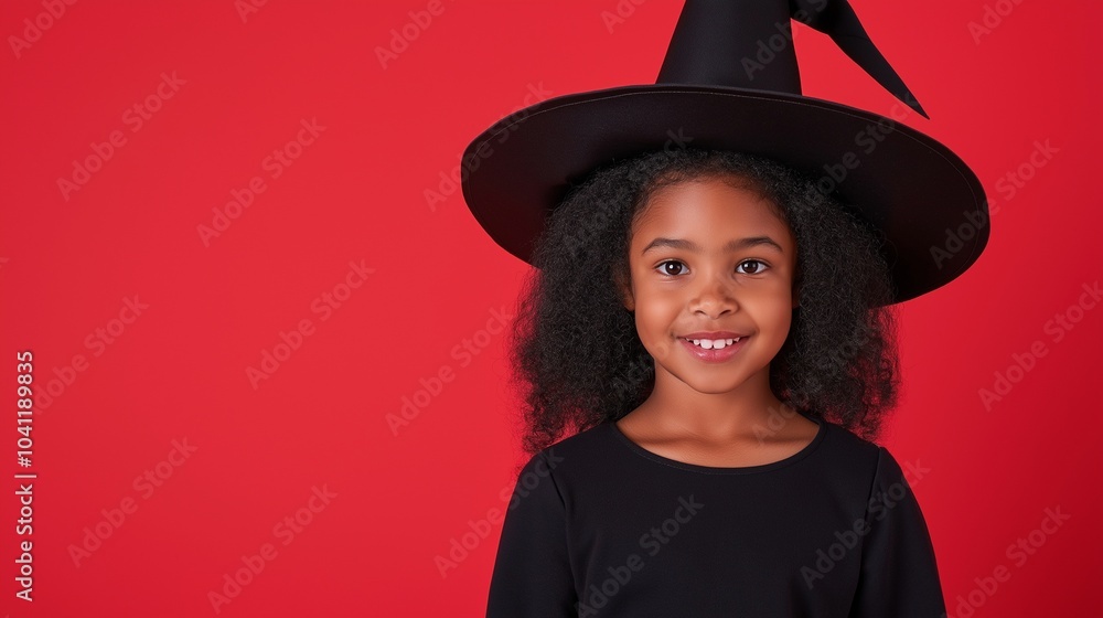 Black kid girl wearing witch costume