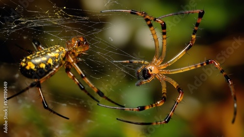 Two Spiders on Web