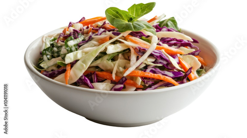 Fresh homemade coleslaw with colorful shredded vegetables for culinary inspiration - transparent background png