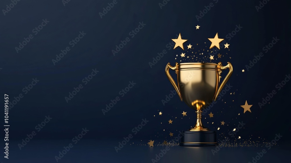 Gold Trophy of Triumph. Shooting Stars Design for First Place Award Gold Trophy of Triumph. Shooting Stars Design for First Place Award