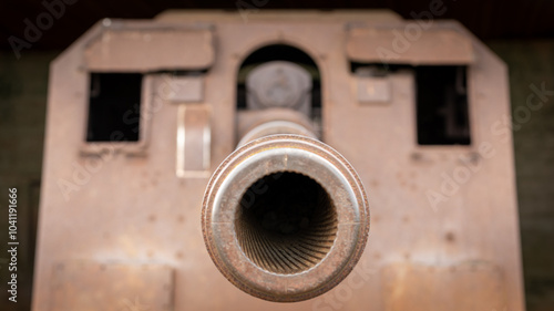 Big canon of German coastal artillery battery In Longues Sur Mer, Normandy in France on September 2024 photo