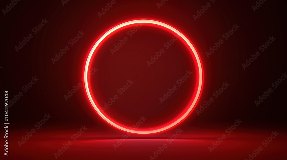 Red Neon Circle on Dark Background Red Neon Circle on Dark Background