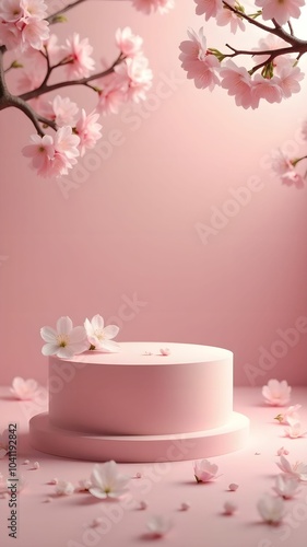 Wallpaper Mural A product presentation podium with cherry blossoms scattered around Torontodigital.ca