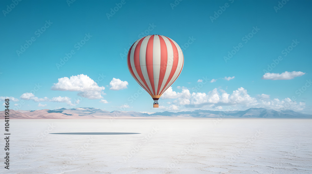 Hot Air Balloon Soaring Over a Desert Landscape Hot Air Balloon Soaring Over a Desert Landscape