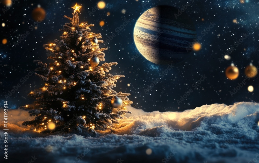 Naklejka premium christmass planet space view 