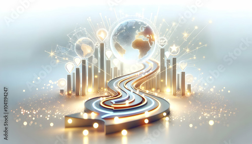 3D Bokeh Business Success Pathway - Dynamic Bokeh Image Illustrating Path to Business Success with Blurred Directional Lights Symbolizing Strategic Milestones Growth Soft Lights Inspiring Backdrop Cop