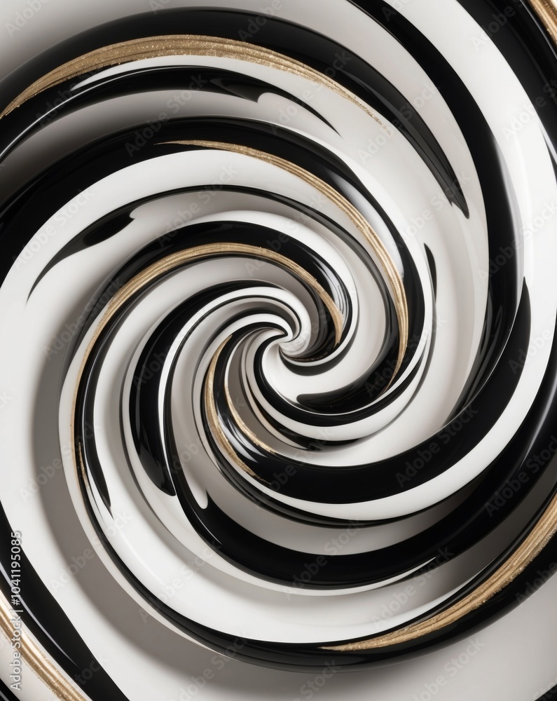 Elegant Black and White Swirl with Gold Accents. Elegant Black and White Swirl with Gold Accents.