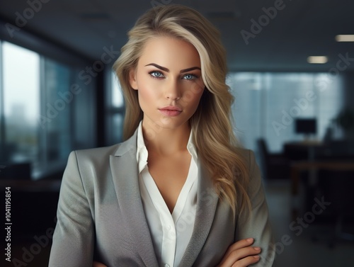 Portrait Attractive confident business woman in business professional working office