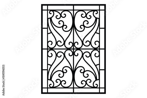 Steel Iron window grill design vector