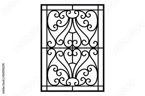 Steel Iron window grill design vector