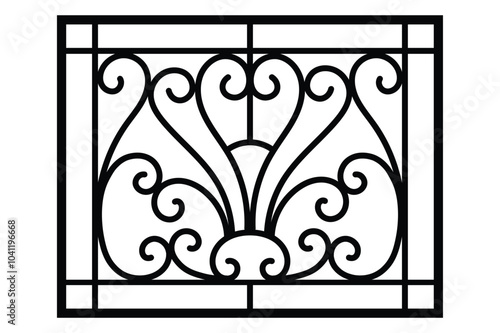 Steel Iron window grill design vector