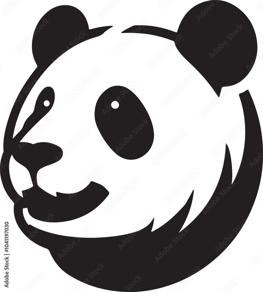 Minimalist panda head silhouette on white background for a sleek design statement Minimalist panda head silhouette on white background for a sleek design statement