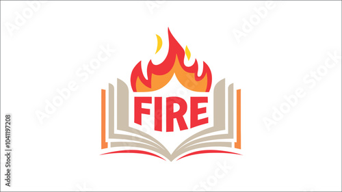 Creative Fire book Logo With Flaming Book Design