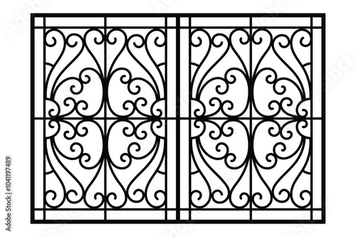 Steel Iron window grill design vector