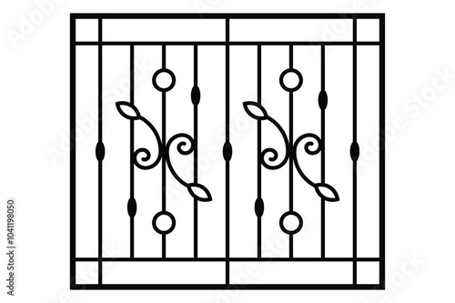 Steel Iron window grill design vector