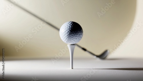 Golf Ball on Tee with Club in Background. photo