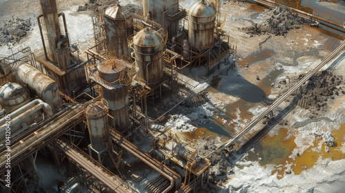 Illustrate the consequences of industrial accidents with lifelike 3D models of environmental damage and cleanup efforts