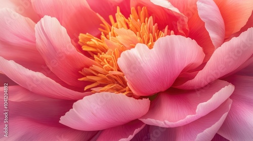 Macro shot of a beautiful pink peony showcasing intricate floral design with vibrant petals highlighting the elegance of nature s artistry photo