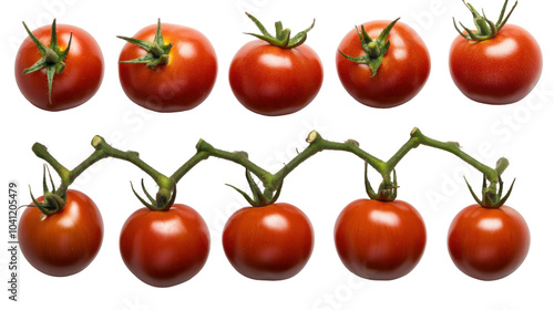 Full body shot of cherry tomatoes isolated on white for food design and culinary projects - transparent background png