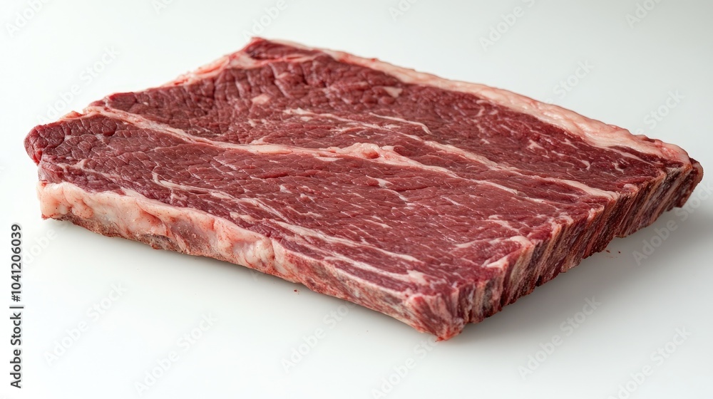 Raw brisket cut on a clean white surface Raw brisket cut on a clean white surface