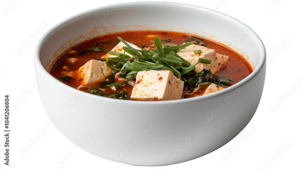 Spicy korean kimchi soup with tofu: culinary delight for food photography and recipe blogs - transparent background png Spicy korean kimchi soup with tofu: culinary delight for food photography and recipe blogs - transparent background png