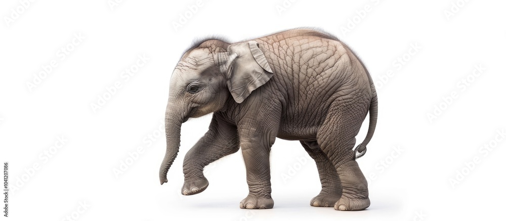 Fototapeta premium Cute Elephant Baby Isolated On White Background With Shadow
