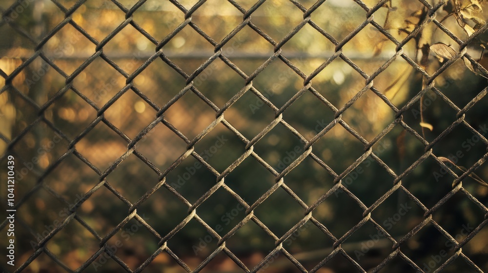 chain-link fence, highlighting the texture and pattern of the links chain-link fence, highlighting the texture and pattern of the links